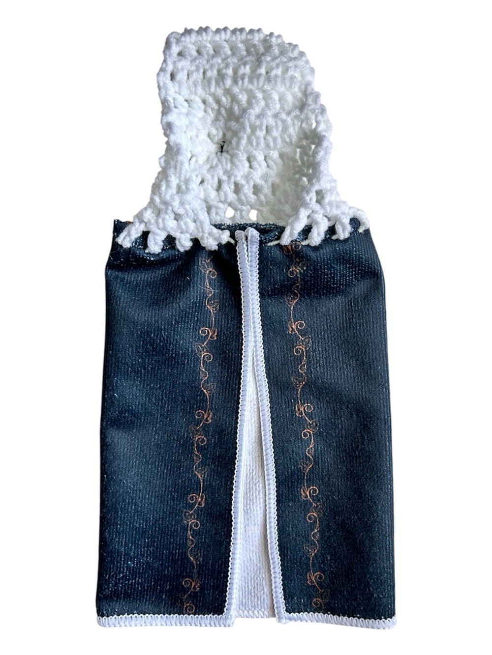 Hand Crafted Halloween Spooky Season Pumpkin Hanging Hand Towel - Black & Orange - Picture 5 of 7